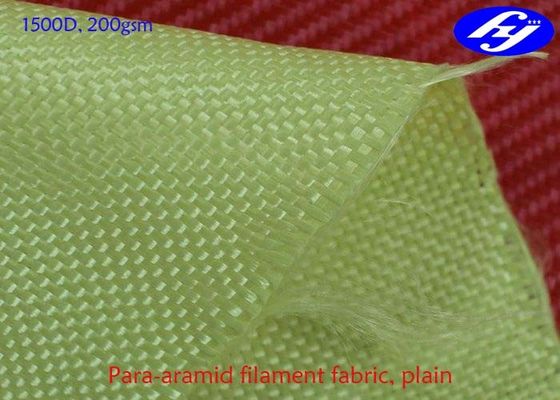 La tela híbrida 1500D 200GSM de Aramid del carbono amarillo aclara la tela balística de Kevlar