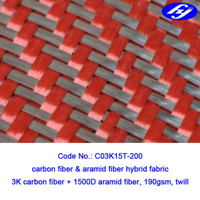 Tela roja negra/roja de la tela 200gsm Kevlar Para Aramid de Aramid del carbono de la tela cruzada 2x2