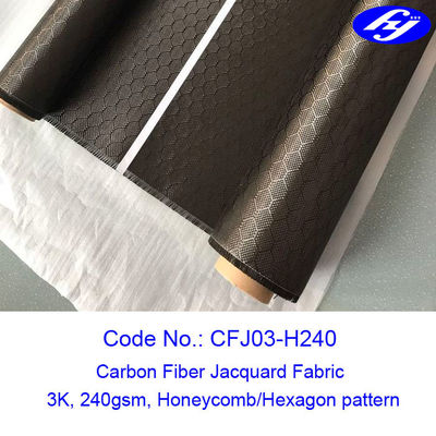 Tela del telar jacquar de la fibra de carbono del modelo 3K del panal/del hexágono para las piezas compuestas